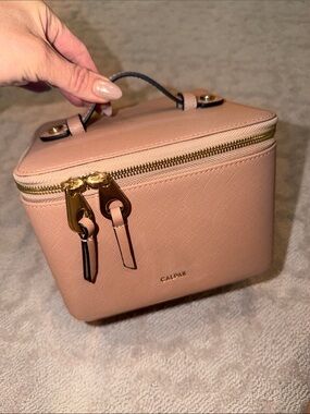 Calpak Blush Pink leather Saffiano Cosmetic Vanity Case